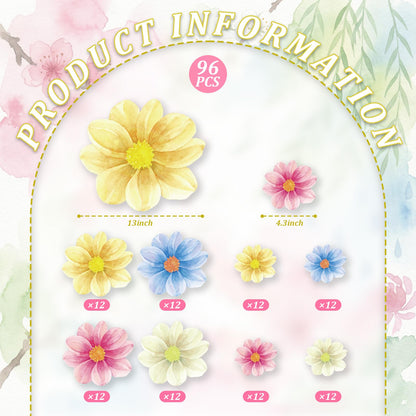 Qinyoung 96 Pcs Disposable Floral Paper Placemats and Coasters Set Floral Table Place Mats and Coasters Decorative for Dining Table Setting Birthday Party Supplies Wedding Bridal Shower Spring Decor