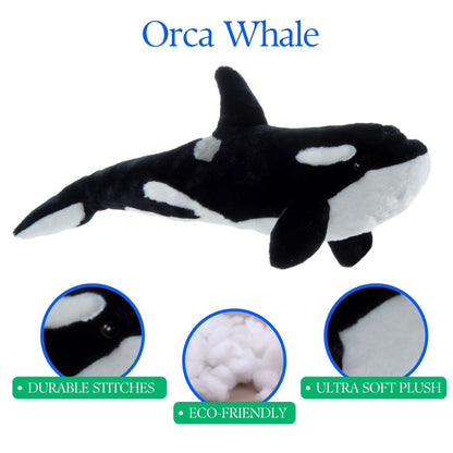 The Petting Zoo Orca Stuffed Animal Plushie, Gifts for Kids, Wild Onez Sealife Animals, Whale Plush Toy, 20 inches