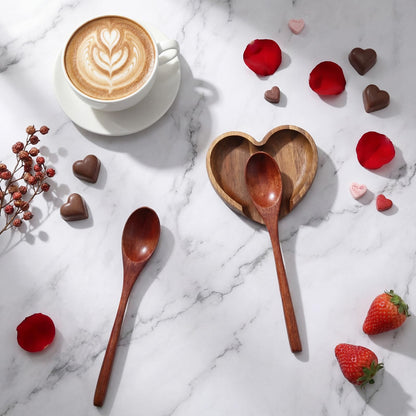 Baderke 1 Pcs 4.9 Inch Heart Shaped Spoon Rest Acacia Wooden Spoon Rest Holder for Kitchen Counter Stove Top Utensils Gifts Women Mom Mother's Day