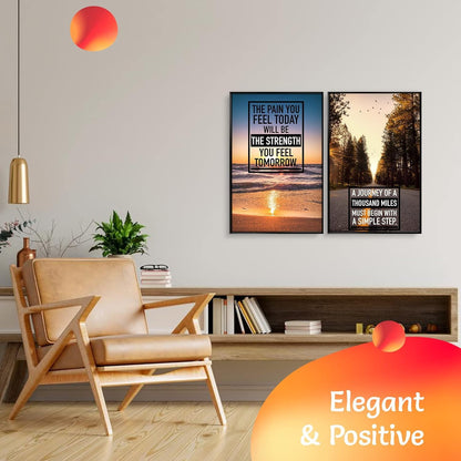 Throwbacktraits Canvas Motivational Wall Art – Set of 6 Inspirational Prints with Uplifting Phrases & Vibrant Images, Eco-Friendly & Framed, Ready to Hang for Office Wall Decor, Living Room & Bedroom Décor