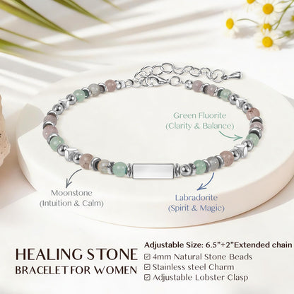 ZOKCC Natural Healing Crystal Bracelet for Women: Empath Protection Triple Protection Anxiety Relief New Beginnings Good Luck Bracelet Spiritual Gifts for Women Friends Sister Mom Daughter Coworkers