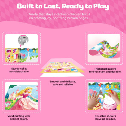 CutteeyFyry 2PCS Paint by Number Sticker Book Travel Activities Essentials for Girls Kids Ages 4-10 Road Trip & Airplane Toys & Long Car Rides, Birthday Present, Preschool Classroom Party Gifts