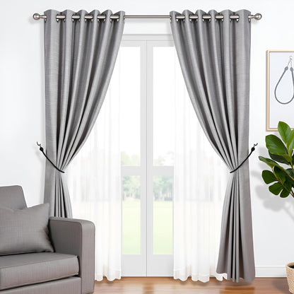 SLIFEOW Curtain Tiebacks Ropes, Decorative Handmade Tie Backs Curtain Holdbacks with 2 Metal Screw Hooks, Holders Cord for Thin or Thick Window Drapes Indoor Outdoor (Black, 2)