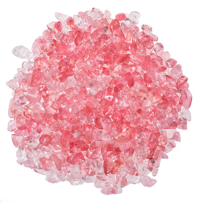 Asingeloo 450pcs 5-8mm Pink Crystal Quartz Tumbled Chip Stone Beads Bulk Irregular Shaped Drilled Loose Gemstones Beads with Box for DIY Jewelry Making