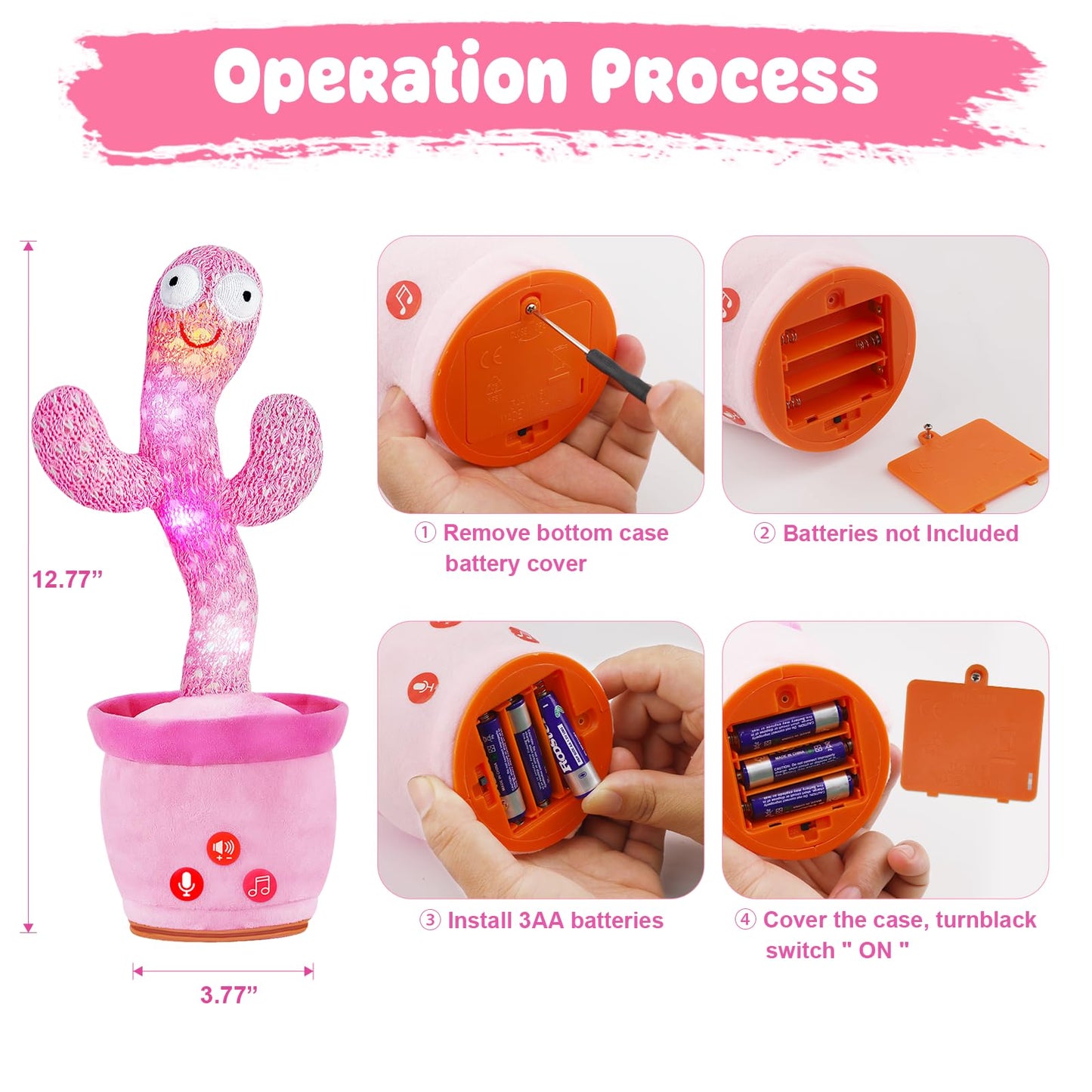 SANJOIN Dancing Talking Cactus Toy for Baby Toddlers, Baby Girl Toys 18 Months+, Adjustable Volume, Mimicking, Recording & Singing. Baby Toys for Girls, Interactive Gifts for 1 Year Old Girl
