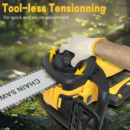 Cordless 12" Brushless Chainsaw for Dewalt 20V MAX Battery, 12 Inch Brushless Electric Chainsaw with Security Lock & Auto Lubrication for Wood Cutting Tree Trimming Courtyard Garden(Tool Only)