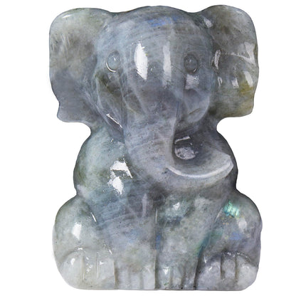 Ytbeoxk 2 Inch Crystal Elephant Decor Statues, Labradorite Cute Sitting Elephant Figurines, Reiki Healing Crystal Carved Animal Statues, Home Office Desk Hand Carved Decor Gifts for Women
