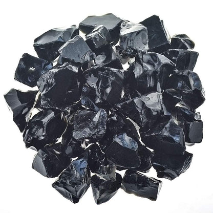 UU UNIHOM 1lb Bulk Raw Black Obsidian Stones, Large 1" Natural Rough Stones for Tumbling, Cabbing, Fountain Rocks, Decoration, Polishing, Wire Wrapping, Wicca and Reiki