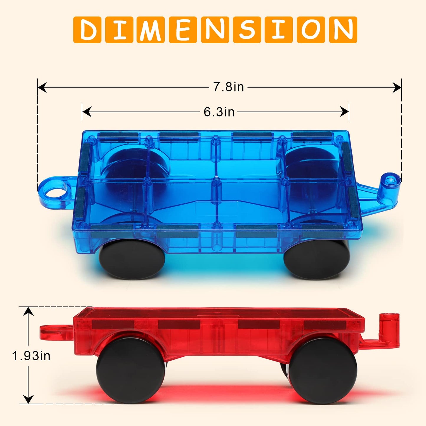 Gemmicc 4 PCS Magnetic Car Set,Magnet Construction Vehicle,Magnet Car Truck Compatible with Magnetic Tiles,STEM Educational Toys for Boys and Girls