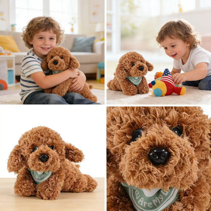 KIRIGAMI Dog Stuffed Animal, Golden Doodle Puppy Plush Toy with Realist Weighted Soft dog stuffed gift for kids，11 inches (Brown Color)