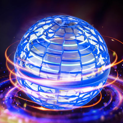 Hoofun Flying Orb Ball Toy, 2025 Magic Hover Ball Boomerang, 360° Rotating Cosmic Globe Flying Spinner, Hand Controlled Mini Drone with Led Lights, Cool Toys Gift for Boys & Girls Age 6-12, Blue