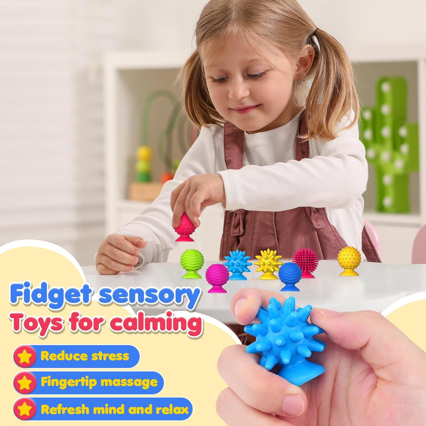 Sensory Fidget Toys Kids Adults: 16 Pack Textured Suction Toy - Sensory Toys for Autism Kids Calming - Quiet Fidgets for Classroom Prize - Travel Essentials Road Trip Activities for Girls Boys Gifts