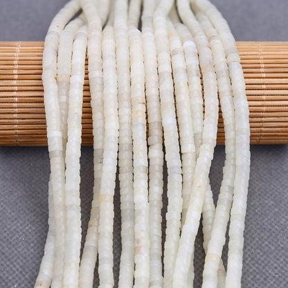 BONNY BOXX 150PCs Natural White Opal Spacer Beads, Loose Semi Precious Flat Round Gemstone Heishi Disc Stone Beads for Beading Jewelry Making 4mm*2mm