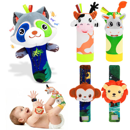 Zendstanding Baby Rattle Toys Set - Wrist Rattles for Babies 0-6 Months Baby Foot Rattles Socks 0-12 Months Baby Rattles & Plush Rings, Soft Sensory Toys for Newborn Essentials Baby Shower Gift