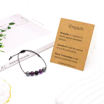 yfstyle Healing Spiritual Crystal Bracelets Anxiety Relief Bracelets Empath Protection Bracelet for Women Men Jewelry Gifts-Empathy Bra