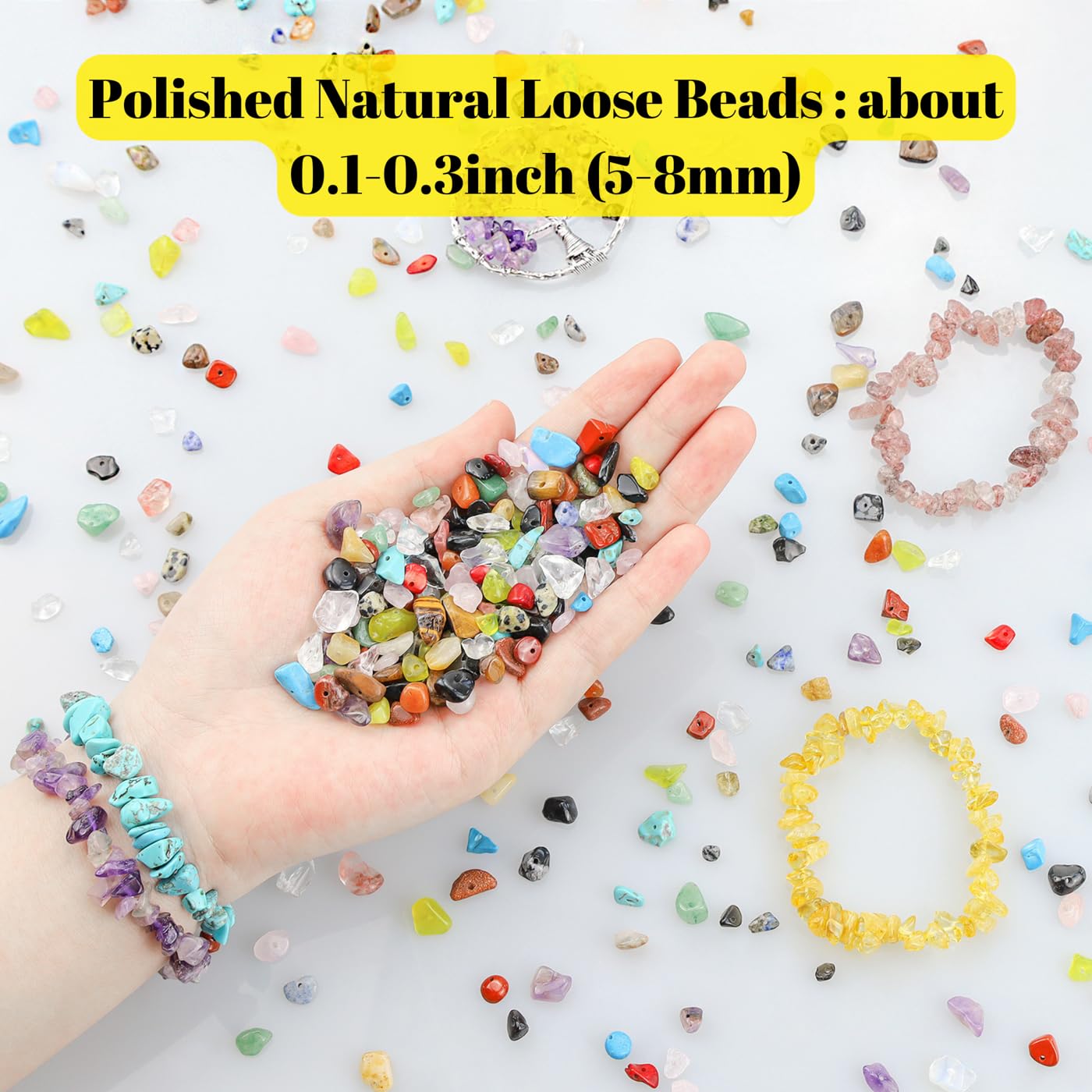 XIANNVXI Amazonite Beads, Natural Chip Stone Beads 400Pcs Crystal Bead 5-8mm Irregular Healing Crystal Loose Rocks for DIY Jewelry Making