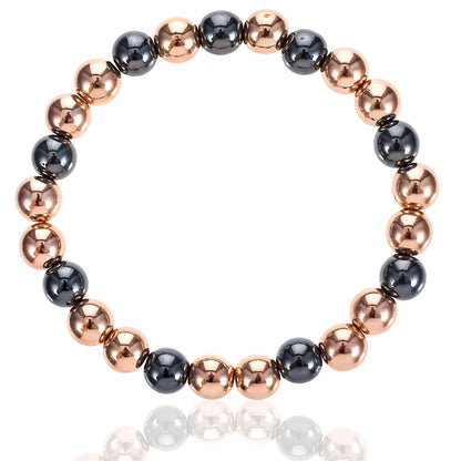 Heclia Copper Bracelet for Women and Men Hematite Beaded Stretch Bracelet with Healing Crystals Adjustable Chakra Balancing Jewelry for Energy Anxiety Relief Gift for Friends Couples Family
