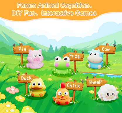 Toddler Train Track Toys,Electric Farm Animal Train Set, Realistic Steam Lights Sound, Interactive Boy Gift Toy, Animal Finger Play, Barn Number Game，Educational Gifts for Smart Kids 1 2 3 Years Old