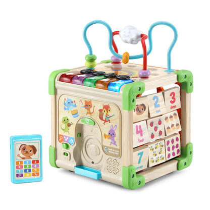 LeapFrog Touch and Learn Electronic Musical Light-Up Wooden Activity Cube Toy, Animal Themed, Ages 1 and Up