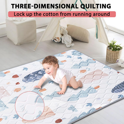 Baby Play Mat, 50’’ x 50’’ Soft Baby Floor Mat Thicker Foam Play Mat for Babies, Foldable Baby Playpen Mat Crawling Mat, Non-Slip & Machine Washable, Cushioned Play Mat for Babies (Tree Design)