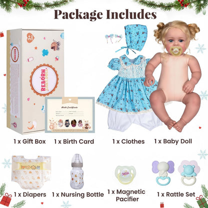 JIZHI Lifelike Reborn Baby Dolls - 18 Inch Realistic-Newborn Baby Dolls Blond Girl Handmade Real Life Baby Dolls with Clothes for Kids Age 3+