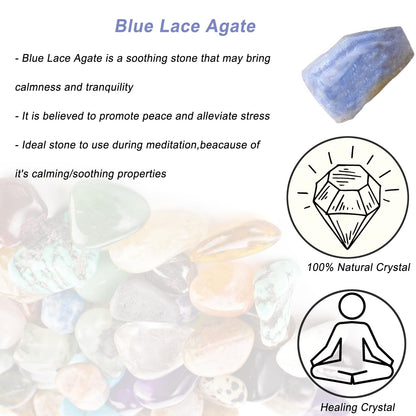 Erliway 1.25-2" Blue Lace Agate Raw Stone and Healing Crystals, Natural Rough Stone for Tumbling, Cabbing, Fountain Rocks, Decoration, Raw Crystal and Healing Stones for Polishing, Wicca & Reiki