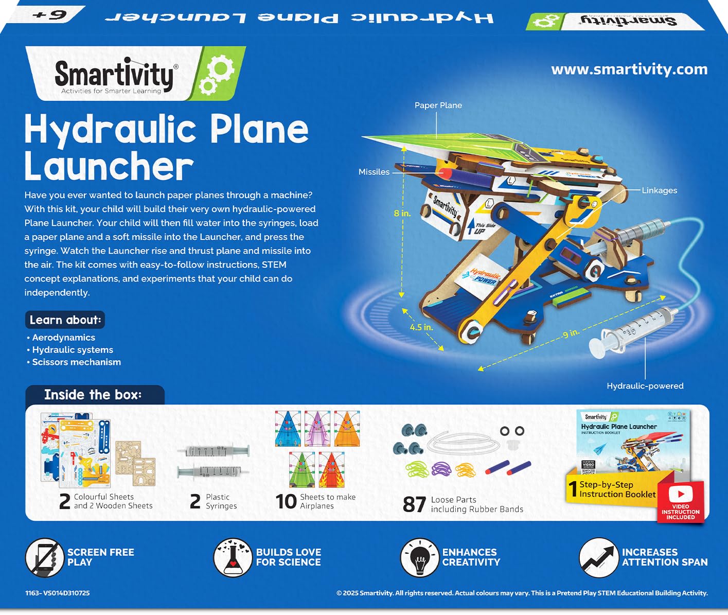 Smartivity DIY 2in1 Hydraulic Paper Airplanes & Darts Launcher STEM Toy for Kids Ages 6-14 Years I Birthday Gifts for Smart Kids | Science Kit for Boys & Girls 6, 8,10,12,14 Years Old
