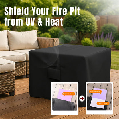 SHINESTAR Fire Pit Cover Square, Fits for 28-32 Inch Fire Pit Table, 600D Heavy Duty Fabric, Waterproof and Windproof, 32 x 32 x 24 Inches, Black
