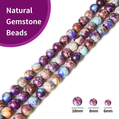 35pcs 10mm Natural Colorful Imperial Jasper Beads Gemstone Beads Round Loose Beads for Jewelry Making