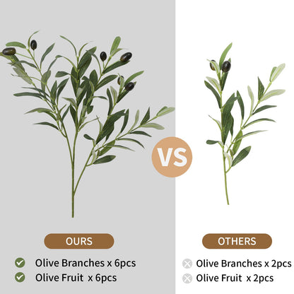 Leftover 6PCS 18Inch Faux Olive Branches for Vase,Artificial Olive Tree Branches,Fake Plants,Greenery Stems,Eucalyptus Stems,Green Leaves for Centerpieces Decoration,Home Decor,Coffee Table Decor