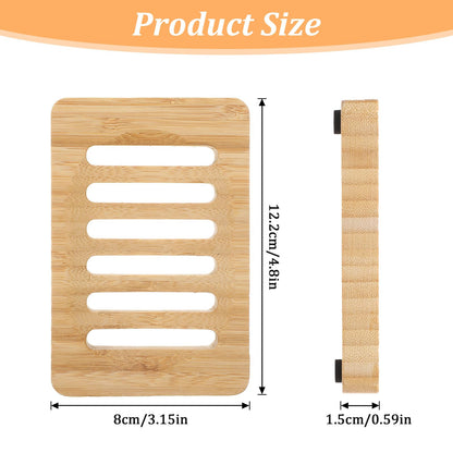 2 Pack Wooden Soap Holder Waterproof Self Draining Soap Dish Wood Soaps Tray for Shower Bathroom Kitchen Bathtub