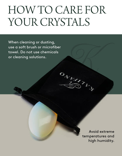KALIFANO Opalite Palm Stone with Healing & Calming Effects - High Energy Moonstone with Information Card - Reiki Worry Crystal Used for Soothing Energy (Family Owned and Operated)