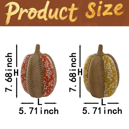 Modern Woven Pumpkin Decorative Sculpture , 2 pieces cute Pumpkin Decorations,Autumn Harvest Fall Home Decor,garden decorations,Farmhouse dining table,desktop,fireplace,Harvest Festival Decoration