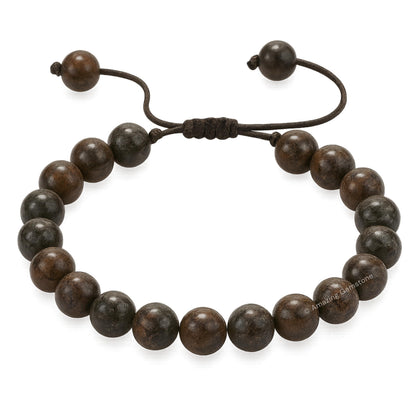 Amazing Gemstone Brown Snowflake Obsidian Bracelet for Women Men's Gifts - Protection Healing Crystal Bracelet - 8mm Gemstone Beaded Adjustable Bracelet Pulseras Para Hombres Mujer Stocking Stuffers