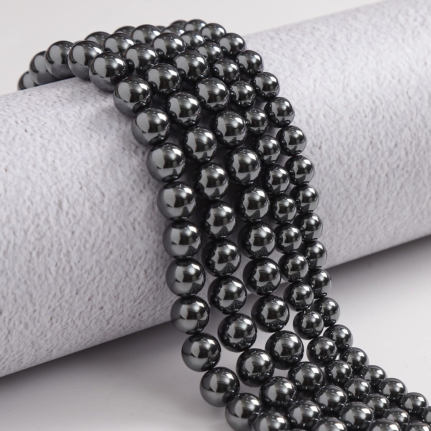 60pcs 6mm Natural Black Hematite Gemstone Beads Energy Healing Crystal Round Loose Stone Beads for Jewelry Making, DIY Bracelets Necklaces
