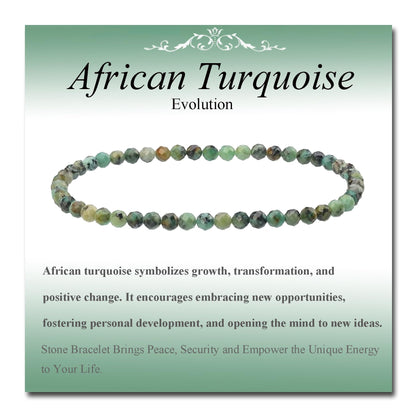 MASSIVE BEADS Natural Genuine Gemstone Beads Healing Crystal Chakra Reiki Jewelry Faceted Round Beads Bracelets (African Turquoise, 3mm)