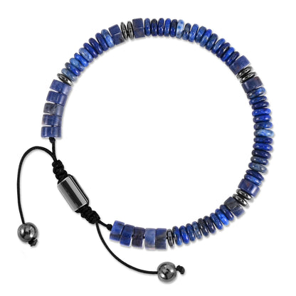 VIBILIA Healing Crystal Bracelets Beaded Bracelets for Men Women Lapis Lazuli Natural Stone Adjustable Bracelets Unique Gifts for Father Son Grandfather Brother Friend