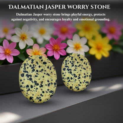 Dalmatian Jasper Thumb Worry Stones Metaphysical Gemstone Crystal Healing Reiki Men Women Gift FENG Shui Positive Energy Love Wellness Palm Stones Wicca Powerful