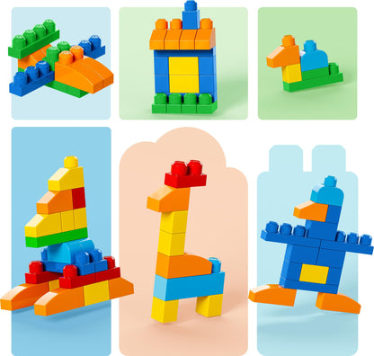 MEGA BLOKS First Builders Toddler Blocks Toys Set, Deluxe Building Bag with 150 Pieces and Storage, Creative Open-Ended Play, Blue, Ages 1+ Years (Amazon Exclusive)