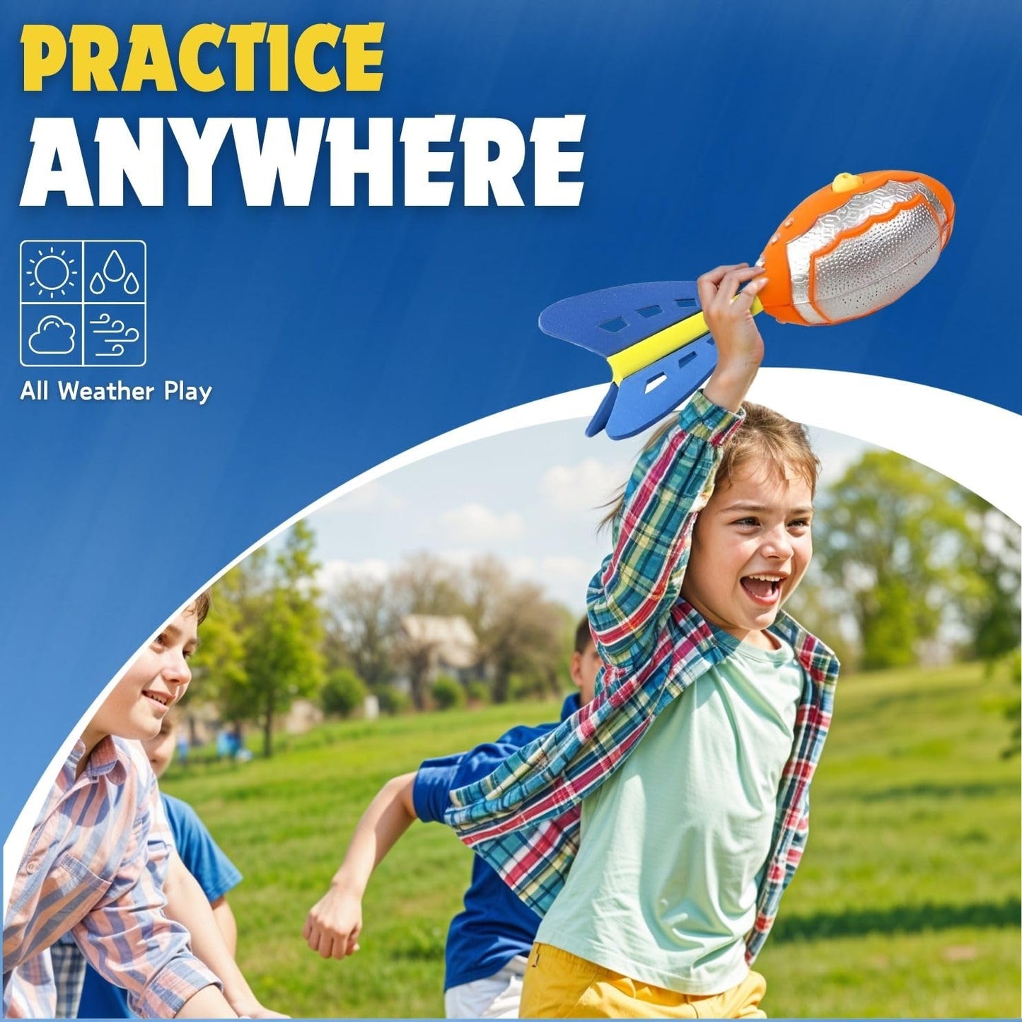 Liberty Imports 3 Pack Whistling Foam Footballs with Tail – Pocket Missile Rocket Football Toy Set for Kids – Aero Howling Sports Flyers for Outdoor Games, Backyard Play, Beach