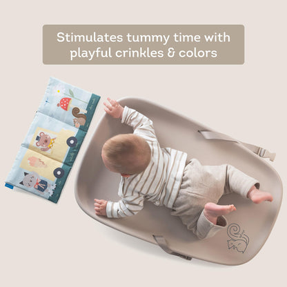 Taf Toys Baby Changing Pad & Crinkle Book - Interactive, Waterproof, Wipeable Changing Table Pad - Diaper Changing Pad for Dresser with Removable Safety Strap, Easy to Clean & Non-Slip Waterproof