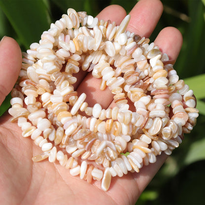 400pcs Natural Chip Shell Beads for Jewelry Making Brown Shell 5-8mm Irregular Gemstones Healing Crystal Loose Rocks Bead Hole Drilled for Ring Earrings Necklace Bracelet Making DIY Art Crafts