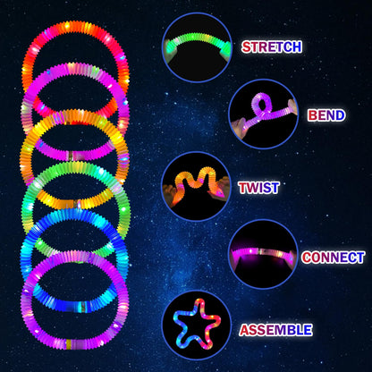 Glow Sticks Party Favors Supplies for Toddlers 18 PCS, Camping Essentials Toys Gifts for Kids, Light up Pop Tubes Necklace ＆ Bracelet Accessories, Treats Non Candy for Graduation, Birthday, Wedding
