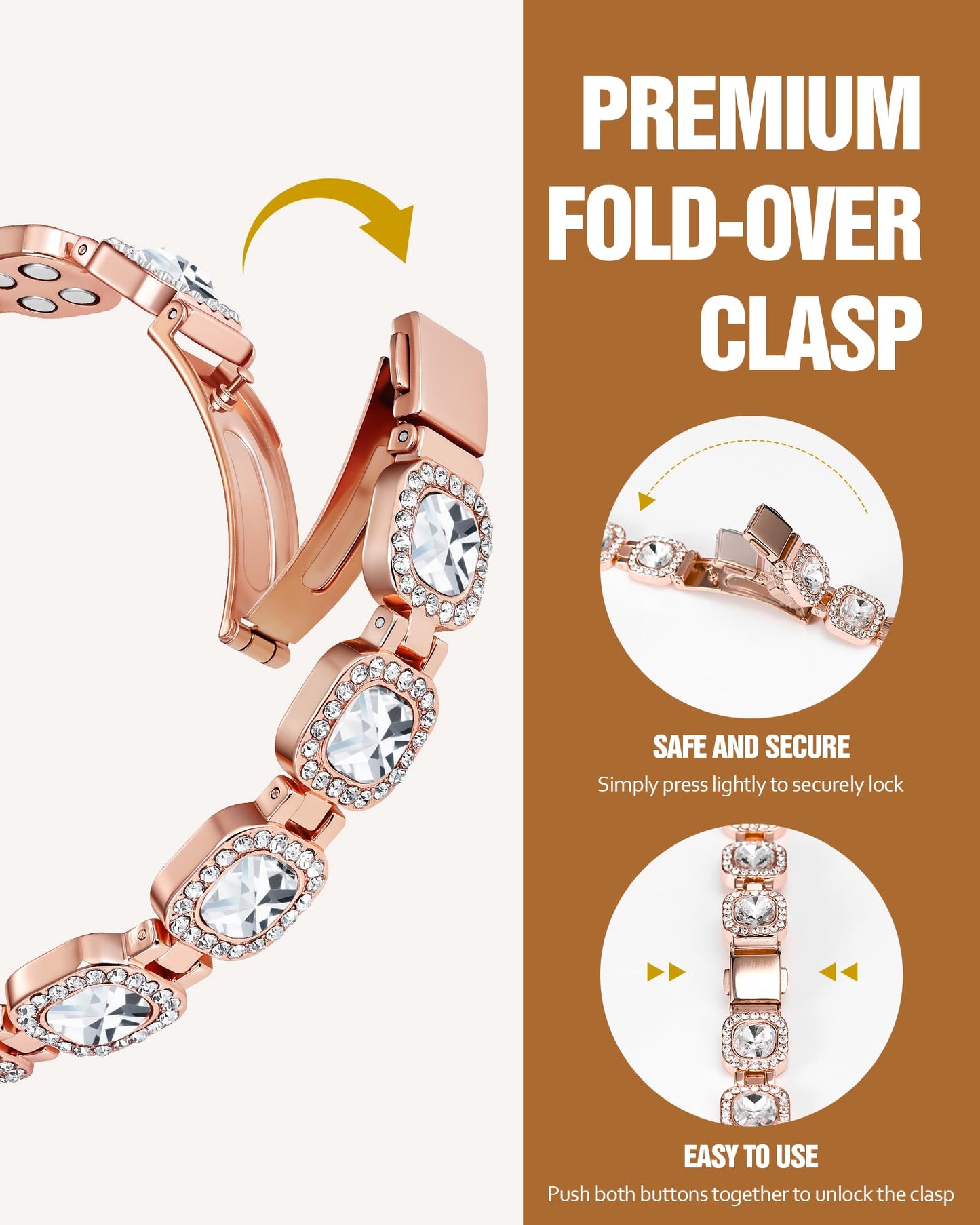Jecanori Pure Copper Magnetic Bracelet for Women, 4X Strength Magnetic Therapy Bracelet with 3800 Gauss Neodymium Magnets, Adjustable Copper Jewelry Gift