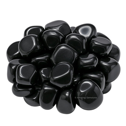 Amazing Gemstone Black Obsidian Crystal Tumbled Stones Polished Rocks - Natural Gem Stones for Healing - DIY Crystals for Protection (1 Piece)