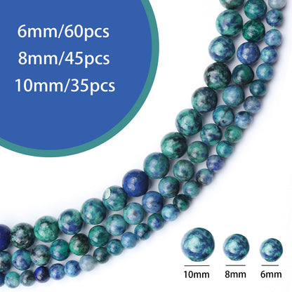 Siomia 60pcs 6mm Natural Phoenix Lapis Lazuli Gemstone Beads Energy Healing Crystal Round Loose Stone Beads for Jewelry Making, DIY Bracelets Necklaces
