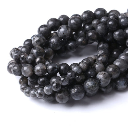 60PCS 6MM Natural Black Labradorite Beads Round Loose Stone Beads for Jewelry Making DIY Energy Stone Healing Power Bracelet 15"