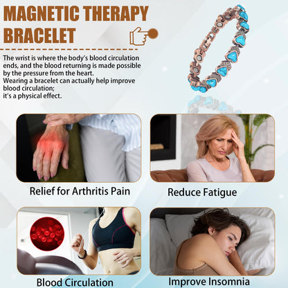 EnerCoppeX Copper Magnetic Bracelet for Women, Turquoise Detox Jewelry with 3500 Gauss Magnet (Type E)