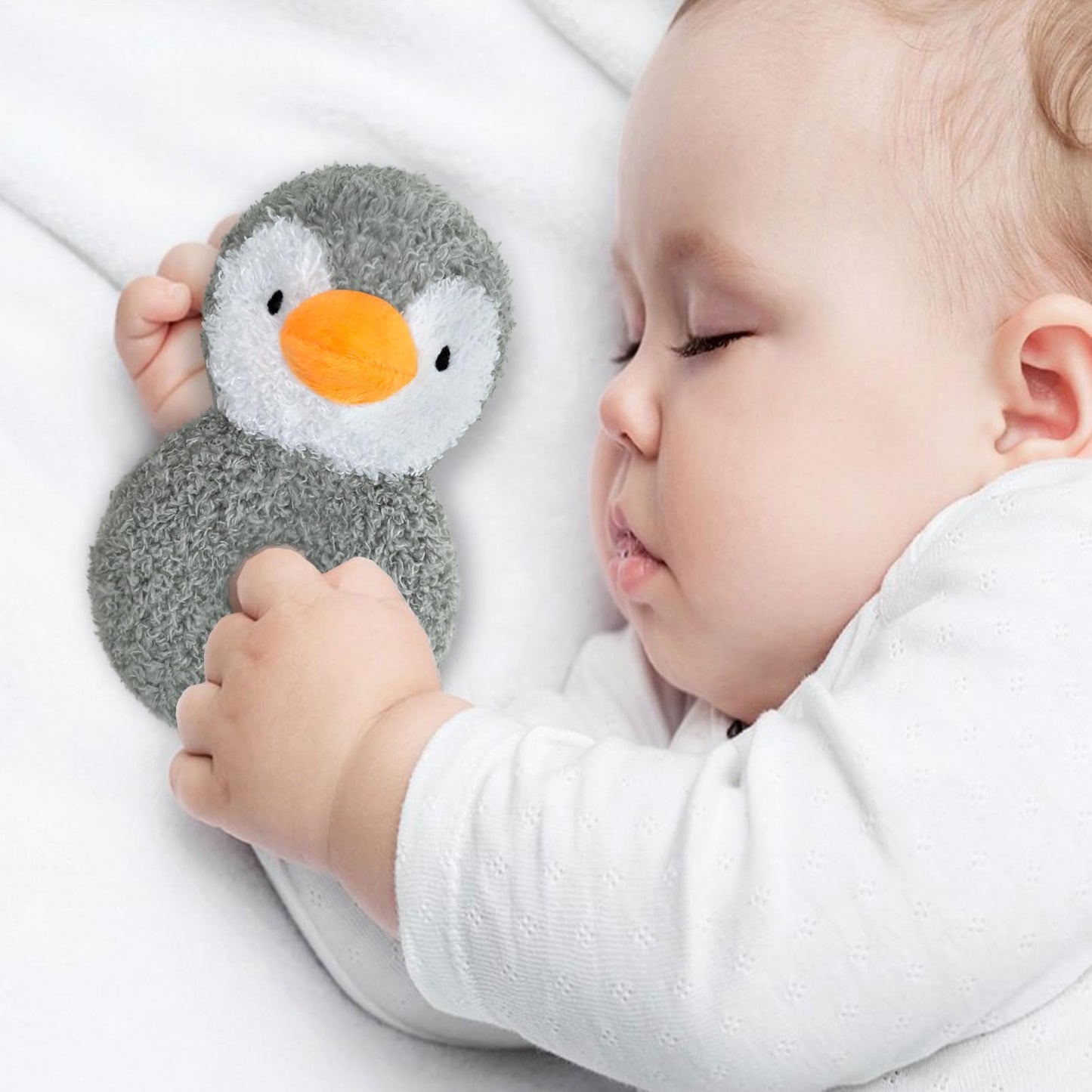 Doindute Baby Penguin Soft Rattle Toy, Plush Penguin Infant Shaker Rattle Easy-Grasp Stuffed Animal Toy, Gifts for Newborns Babies Toddlers Boys Girls, Gray, 5.5 Inches