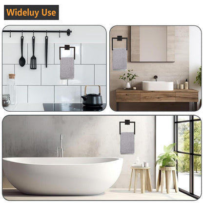 JOPOFI Towel Ring - Thicken SUS 304 Stainless Steel Towel Holder, Towel Racks for Bathroom, Square Modern Design Hand Towel Holder, Contemporary Hand Towel Bar - Matte Black